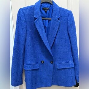 Ann Taylor Vibrant Blue Textured Tweed 12P Blazer